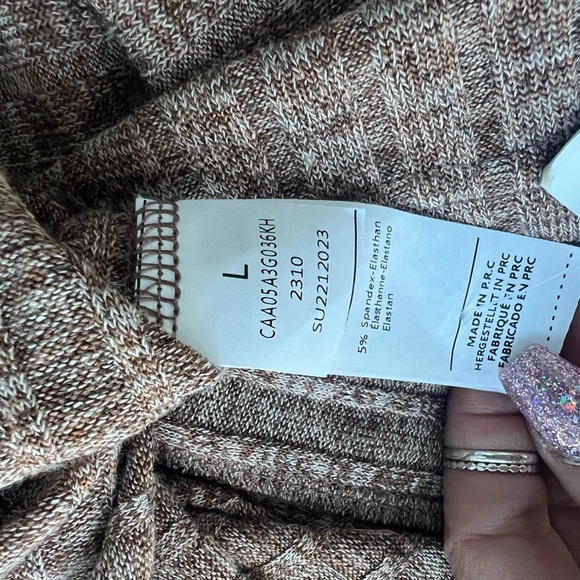 NWT CUPSHE Women's Mini Dress V Neck Knit Ruffled Hem Belted Long Sleeve A Line - Picture 6 of 7